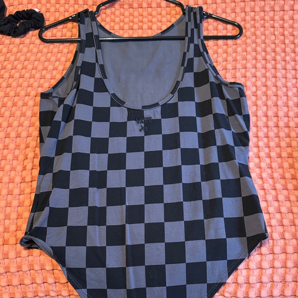 Vans Black and Gray Checkered Tank Top